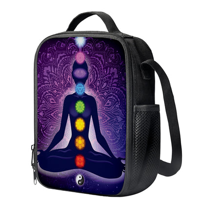 Seven Chakras Mandala Print Crossbody Lunch Bag