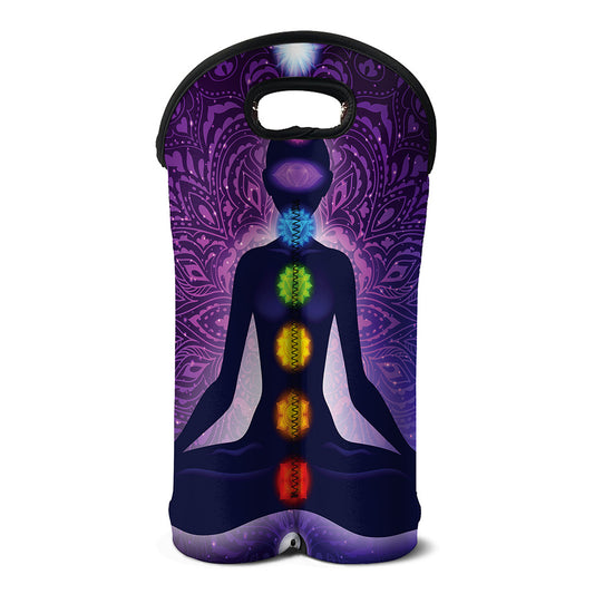 Seven Chakras Mandala Print Double Neoprene Wine Tote