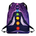Seven Chakras Mandala Print Drawstring Backpack