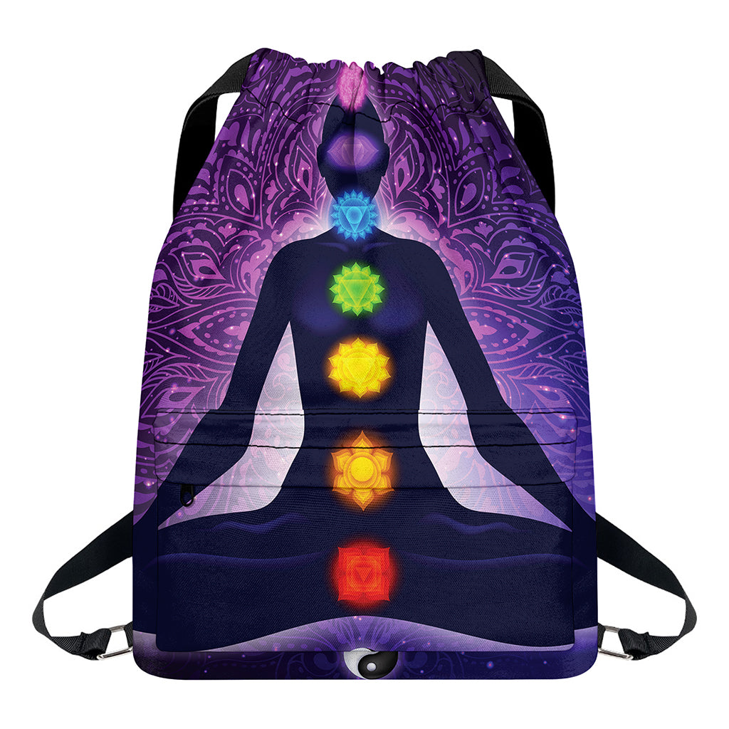 Seven Chakras Mandala Print Drawstring Backpack