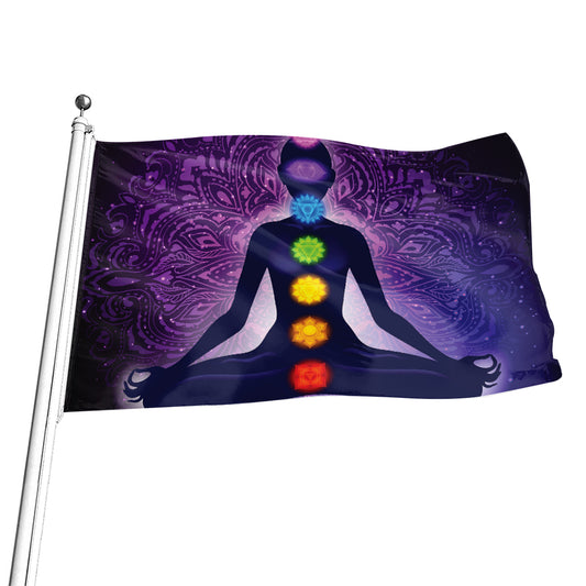 Seven Chakras Mandala Print Flag