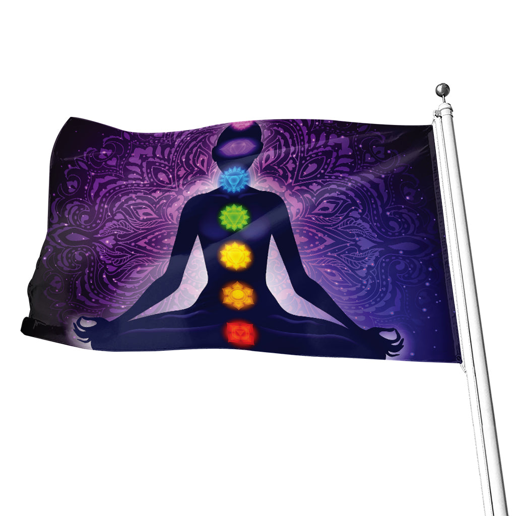 Seven Chakras Mandala Print Flag
