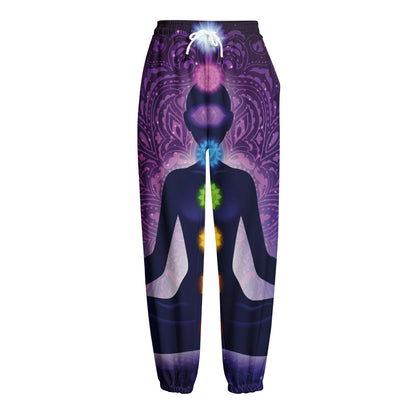 Seven Chakras Mandala Print Fleece Lined Knit Pants