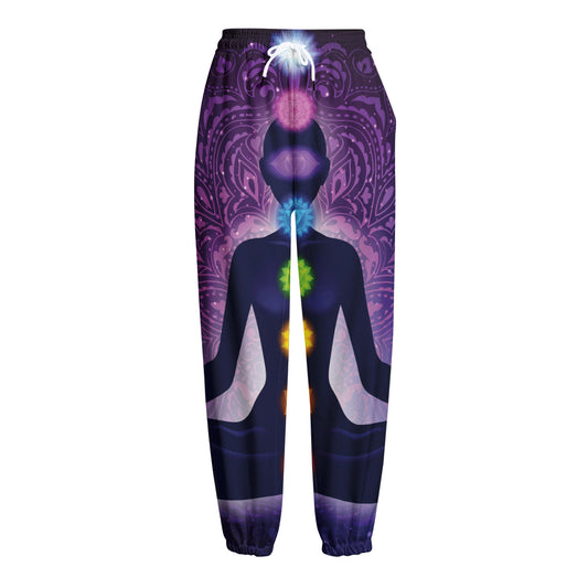 Seven Chakras Mandala Print Fleece Lined Knit Pants