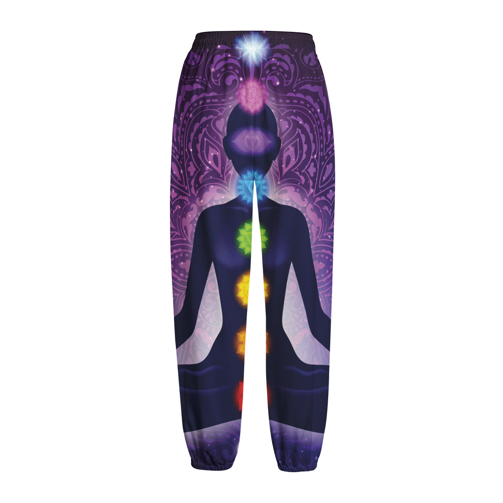 Seven Chakras Mandala Print Fleece Lined Knit Pants