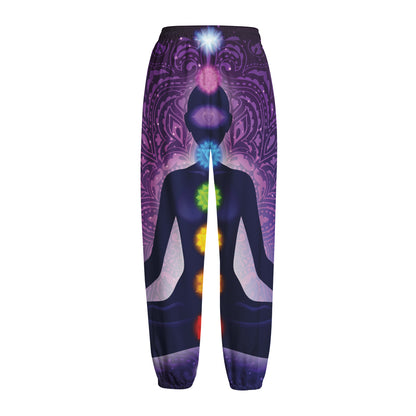 Seven Chakras Mandala Print Fleece Lined Knit Pants