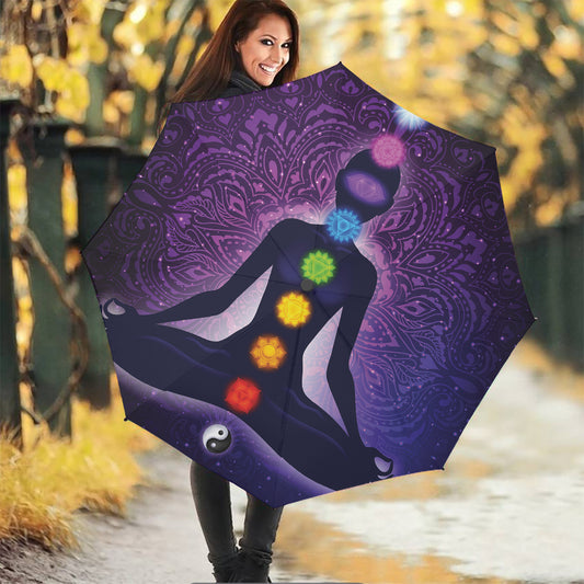 Seven Chakras Mandala Print Foldable Umbrella