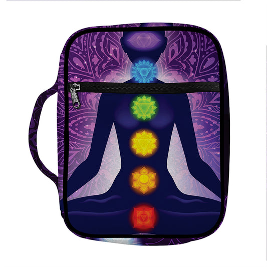 Seven Chakras Mandala Print Front Pocket Bible Bag
