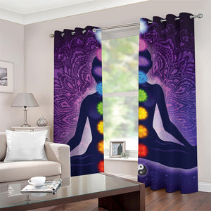 Seven Chakras Mandala Print Grommet Curtains