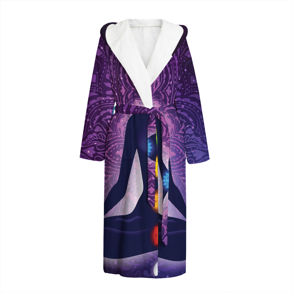 Seven Chakras Mandala Print Hooded Bathrobe