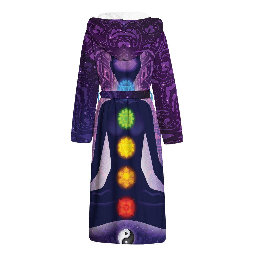 Seven Chakras Mandala Print Hooded Bathrobe