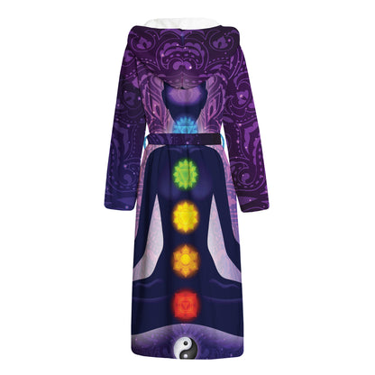 Seven Chakras Mandala Print Hooded Bathrobe