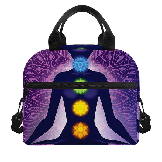 Seven Chakras Mandala Print Insulated Lunch Bag