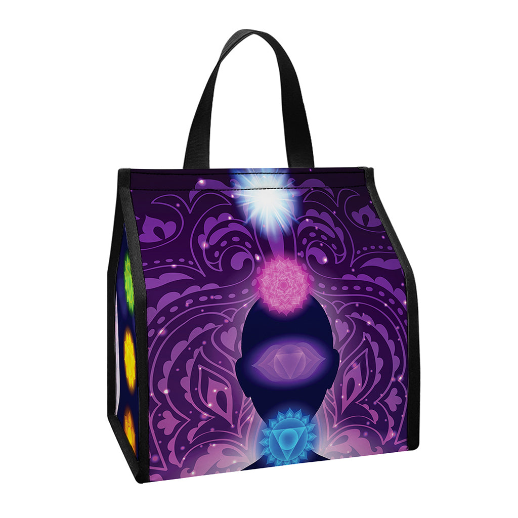 Seven Chakras Mandala Print Insulated Lunch Tote