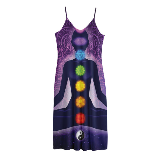 Seven Chakras Mandala Print Jersey Midi Cami Dress