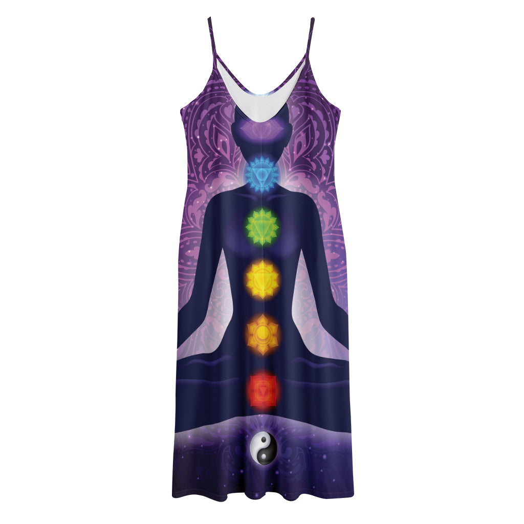 Seven Chakras Mandala Print Jersey Midi Cami Dress