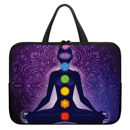 Seven Chakras Mandala Print Laptop Sleeve With Handle