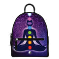 Seven Chakras Mandala Print Leather Backpack