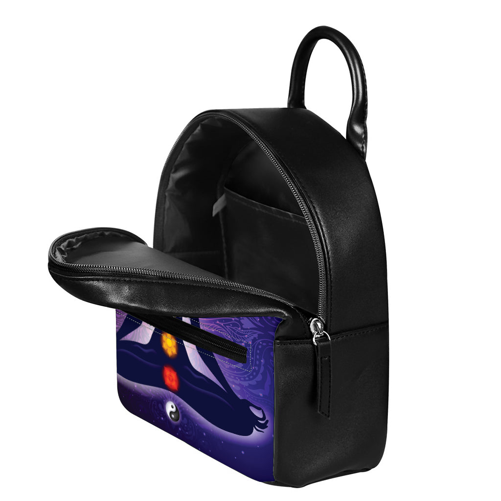 Seven Chakras Mandala Print Leather Backpack