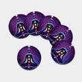 Seven Chakras Mandala Print Leather Coaster Set