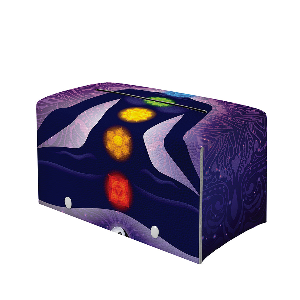 Seven Chakras Mandala Print Leather Tissue Box Cover