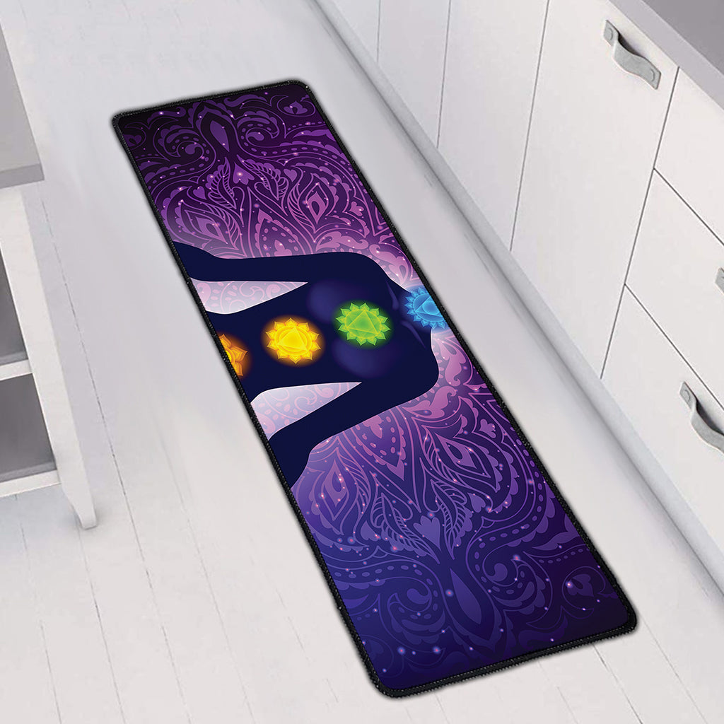 Seven Chakras Mandala Print Long Kitchen Mat