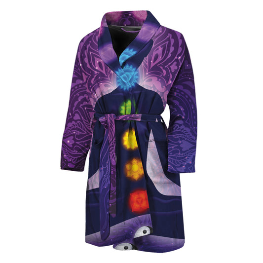 Seven Chakras Mandala Print Men's Bathrobe