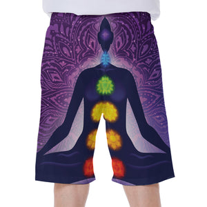 Seven Chakras Mandala Print Men's Beach Shorts