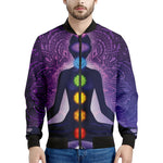 Seven Chakras Mandala Print Men's Bomber Jacket