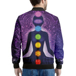 Seven Chakras Mandala Print Men's Bomber Jacket