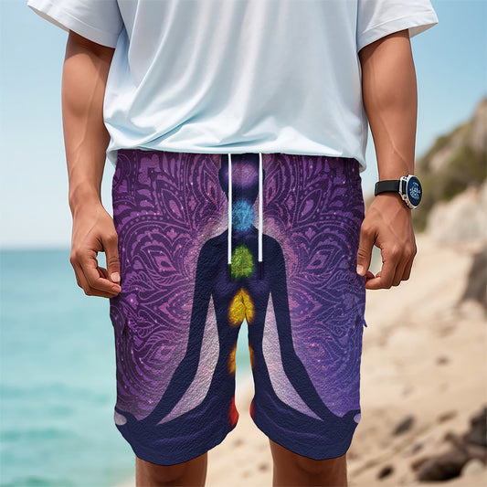Seven Chakras Mandala Print Men's Cargo Shorts