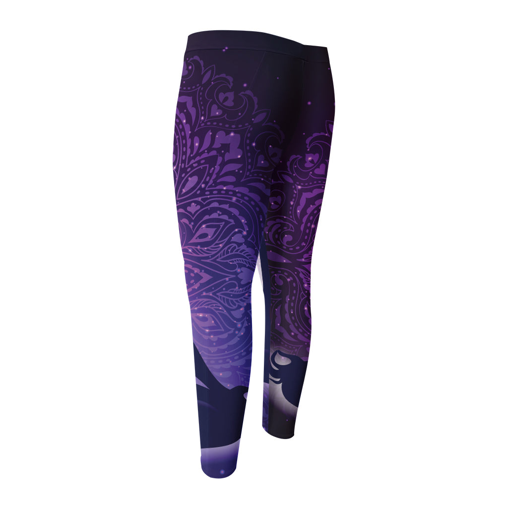Seven Chakras Mandala Print Men's Compression Pants
