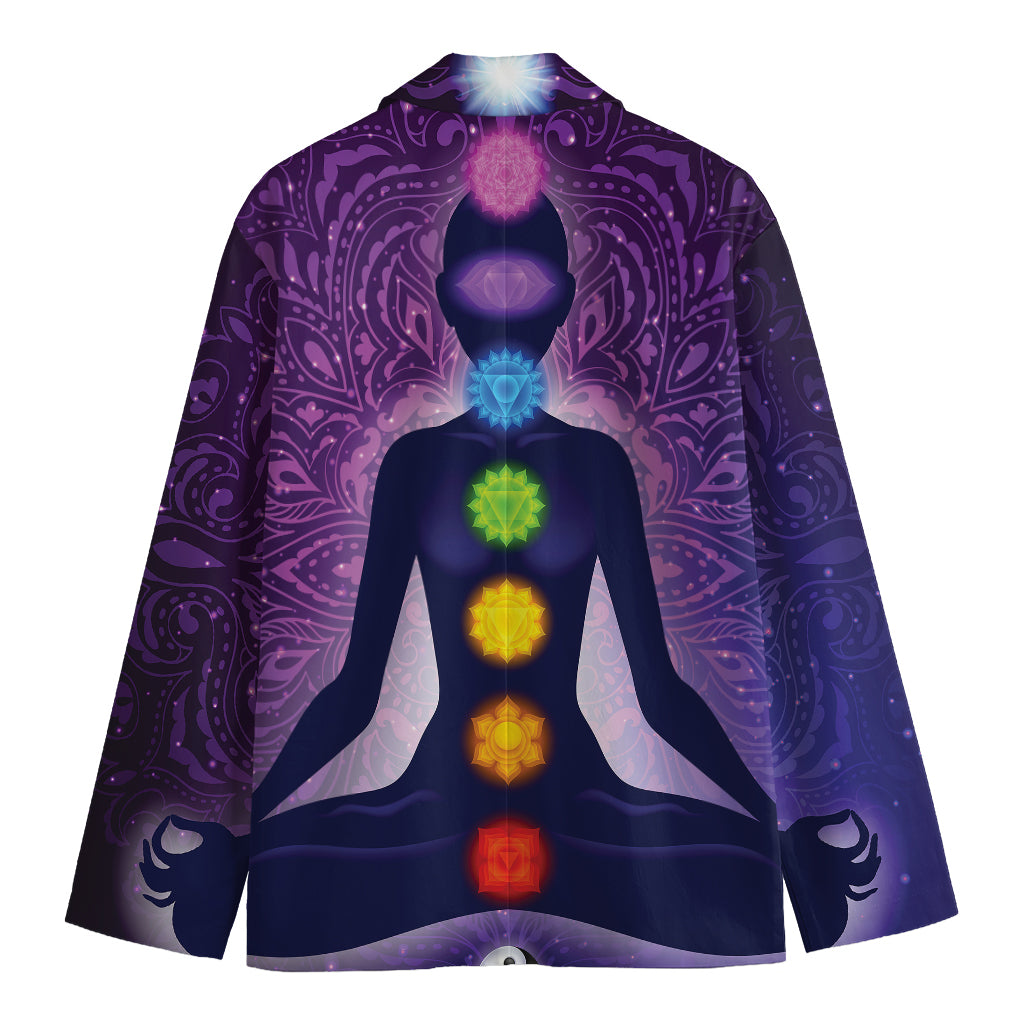 Seven Chakras Mandala Print Men's Cotton Blazer