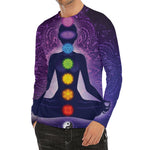 Seven Chakras Mandala Print Men's Long Sleeve Rash Guard