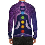 Seven Chakras Mandala Print Men's Long Sleeve Rash Guard
