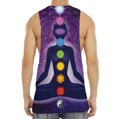 Seven Chakras Mandala Print Men's Muscle Tank Top
