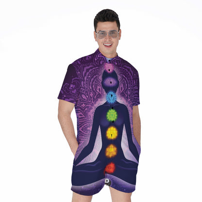 Seven Chakras Mandala Print Men's Rompers