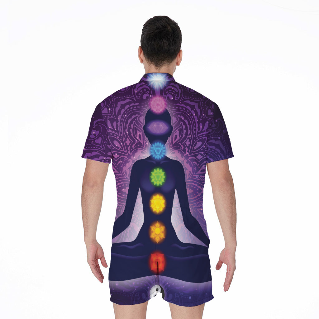 Seven Chakras Mandala Print Men's Rompers