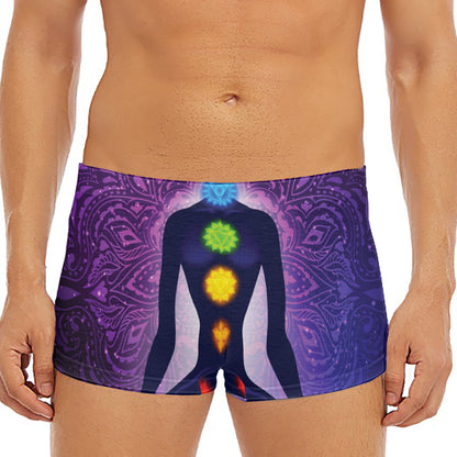 Seven Chakras Mandala Print Men's Short Boxer Briefs