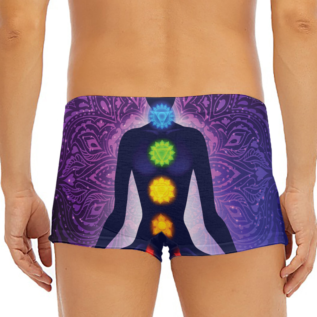 Seven Chakras Mandala Print Men's Short Boxer Briefs