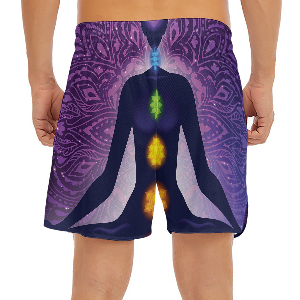 Seven Chakras Mandala Print Men's Split Running Shorts