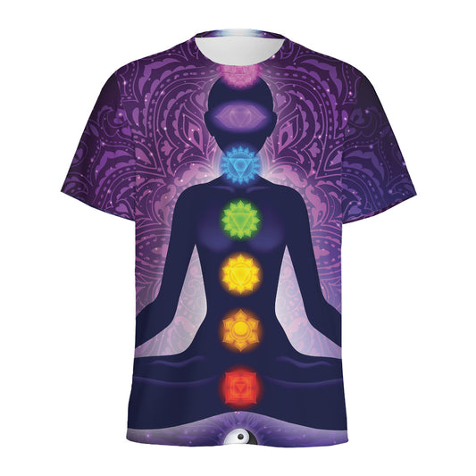 Seven Chakras Mandala Print Men's Sports T-Shirt