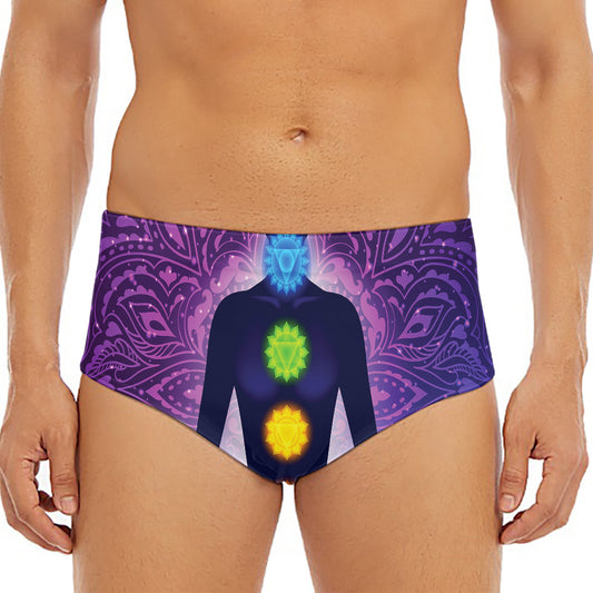 Seven Chakras Mandala Print Men's Triangle Swim Briefs