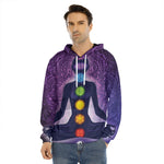 Seven Chakras Mandala Print Men's Velvet Pullover Hoodie