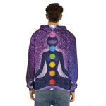 Seven Chakras Mandala Print Men's Velvet Pullover Hoodie
