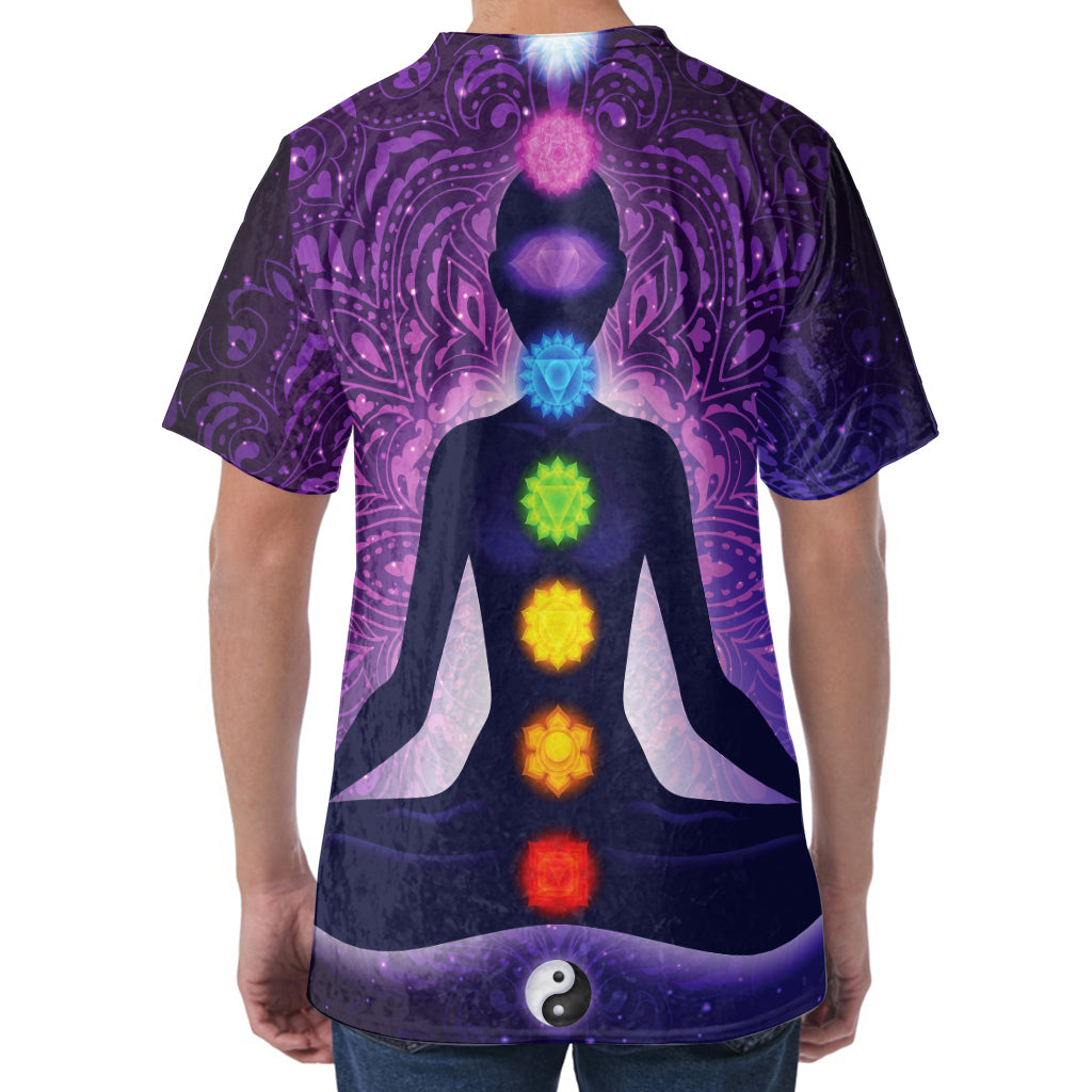 Seven Chakras Mandala Print Men's Velvet T-Shirt