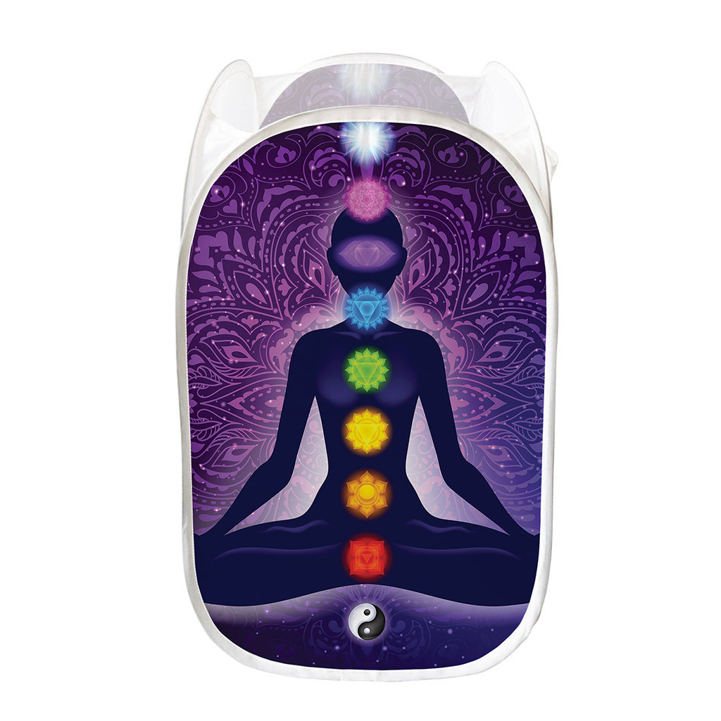 Seven Chakras Mandala Print Mesh Laundry Hamper