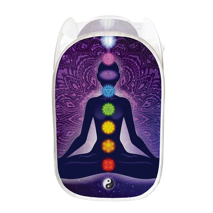 Seven Chakras Mandala Print Mesh Laundry Hamper
