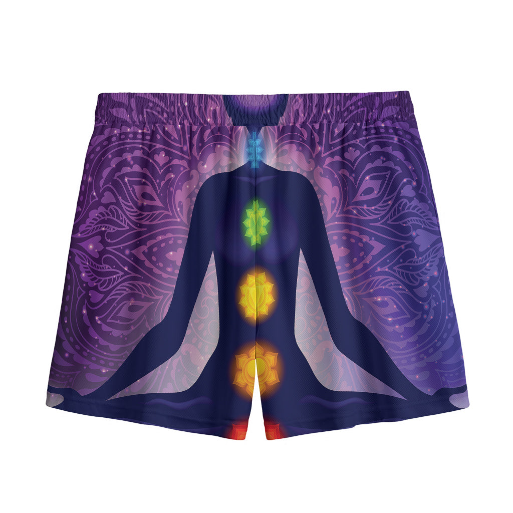Seven Chakras Mandala Print Mesh Shorts