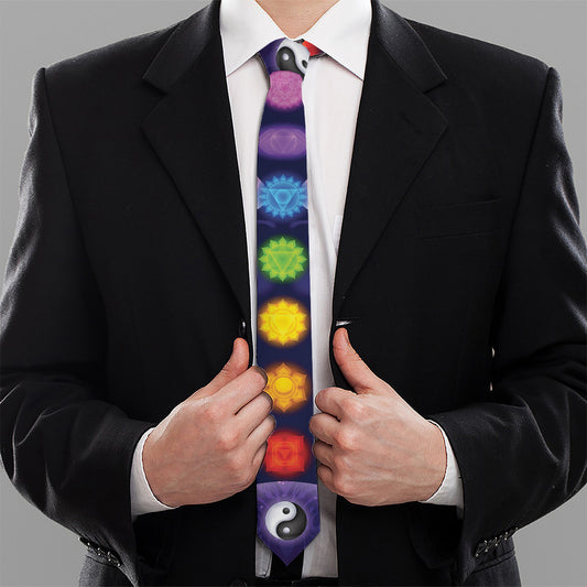 Seven Chakras Mandala Print Necktie